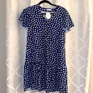 Navy Button Down Dress